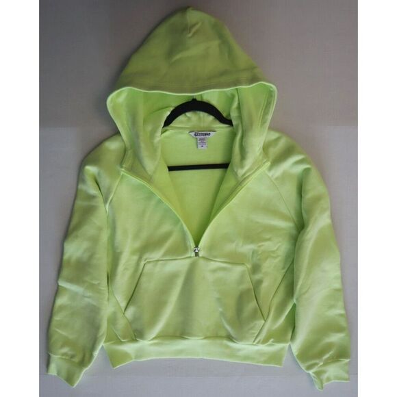 Athleta 473713062 Women Sz M Citron/Yellow Green Easy Fleece 1/2 Zip Hoodie - Picture 11 of 13